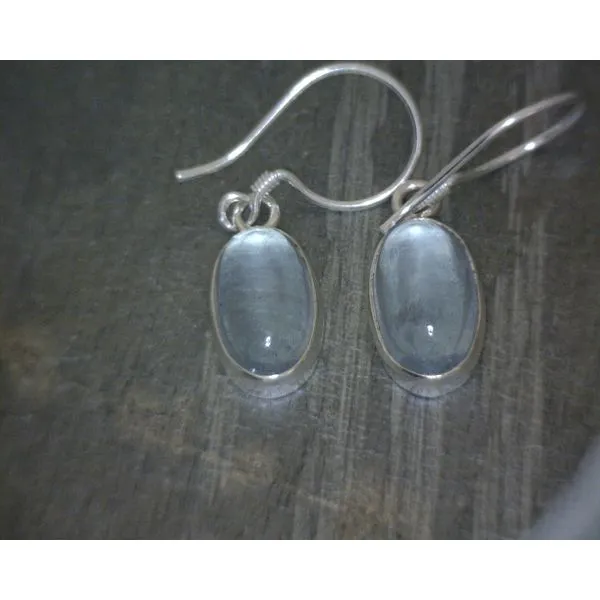 SS BZ Oval Cab Aquamarine Drop Earrings Vulcan's Forge LLC KANSAS CITY, MO