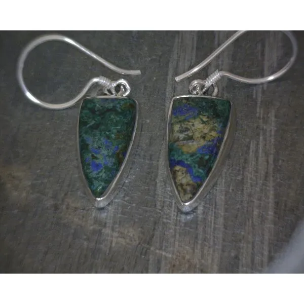 SS BZ Cab Triangle Azurite & Malachite Pendant Vulcan's Forge LLC KANSAS CITY, MO