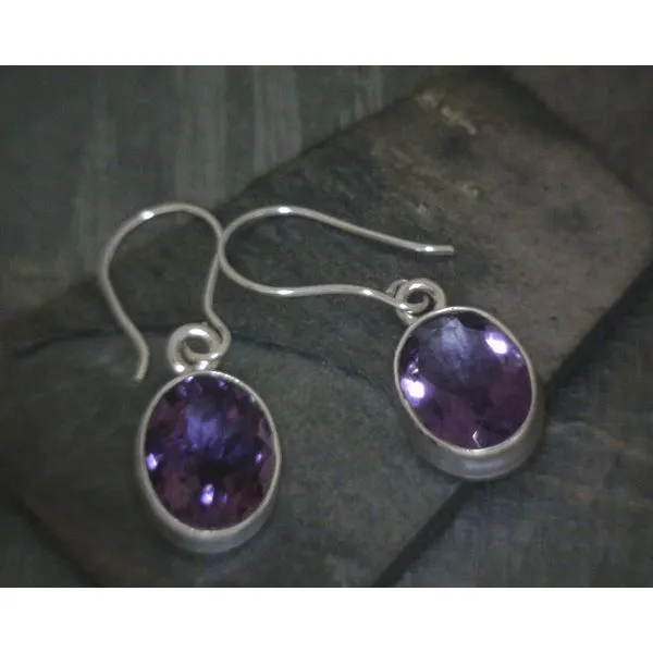 SS Bz Oval Amethyst Drop Earrings Vulcan's Forge LLC KANSAS CITY, MO