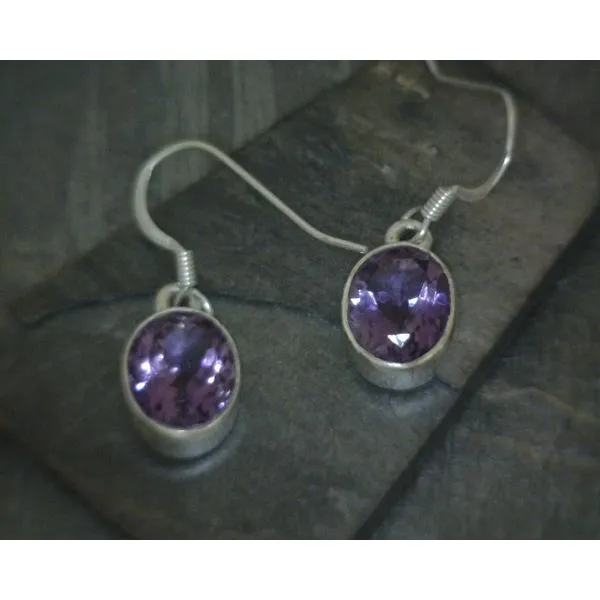 SS Bz Oval Amethyst Drop Earrings Vulcan's Forge LLC KANSAS CITY, MO