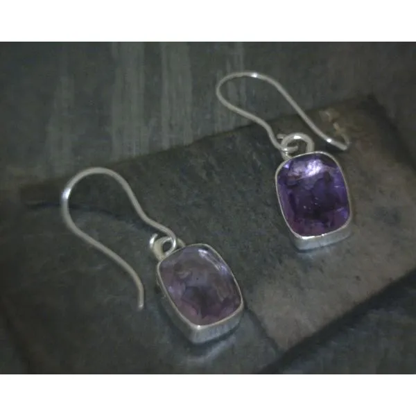 SS Bz Cushion Amethyst Drop Earrings Vulcan's Forge LLC KANSAS CITY, MO