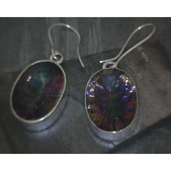 SS Bz Oval Mystic Topaz Drop Earrings Vulcan's Forge LLC KANSAS CITY, MO