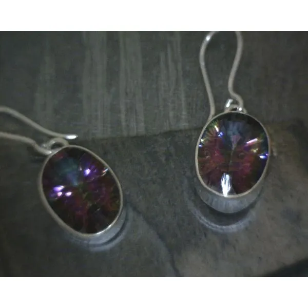 SS Bz Oval Mystic Topaz Drop Earrings Vulcan's Forge LLC KANSAS CITY, MO