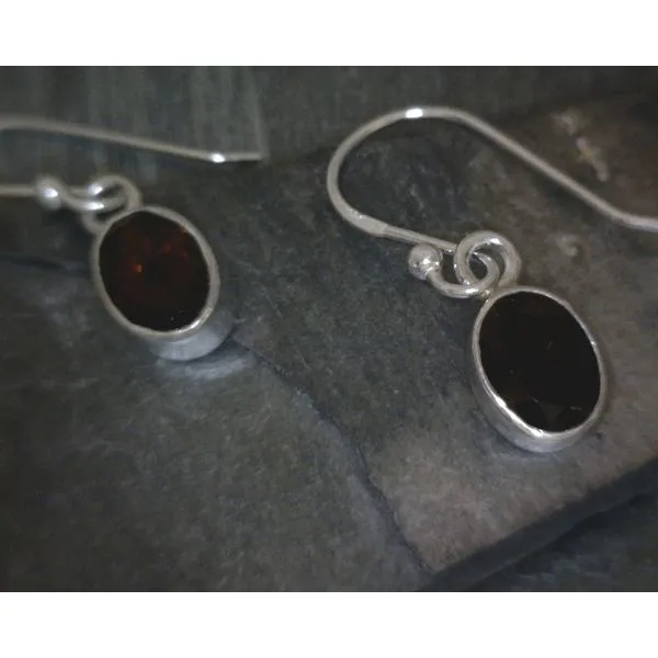 SS Bz Oval Garnet Drop Earrings Vulcan's Forge LLC KANSAS CITY, MO