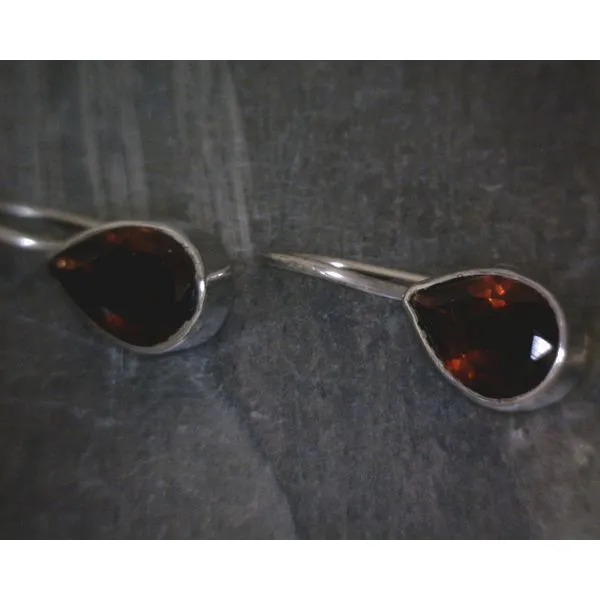 SS Bz Pear Garnet Drop Earrings Vulcan's Forge LLC KANSAS CITY, MO