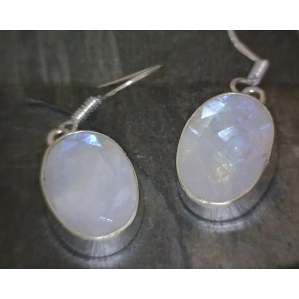 SS Bz Oval Moonstone Drop Earrings Vulcan's Forge LLC KANSAS CITY, MO