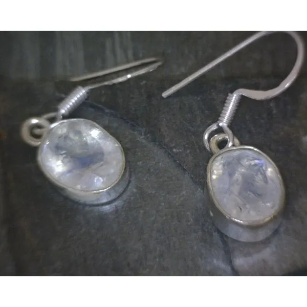 SS Bz Oval Moonstone Drop Earrings Vulcan's Forge LLC KANSAS CITY, MO