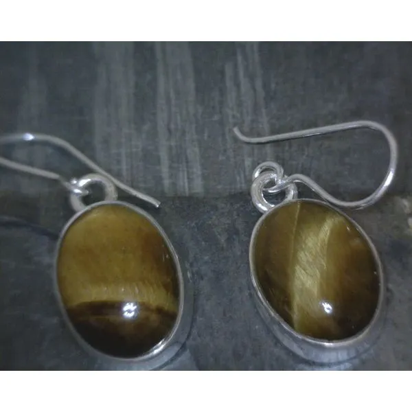 SS Bz Oval Tiger Eye Drop Earrings Vulcan's Forge LLC KANSAS CITY, MO