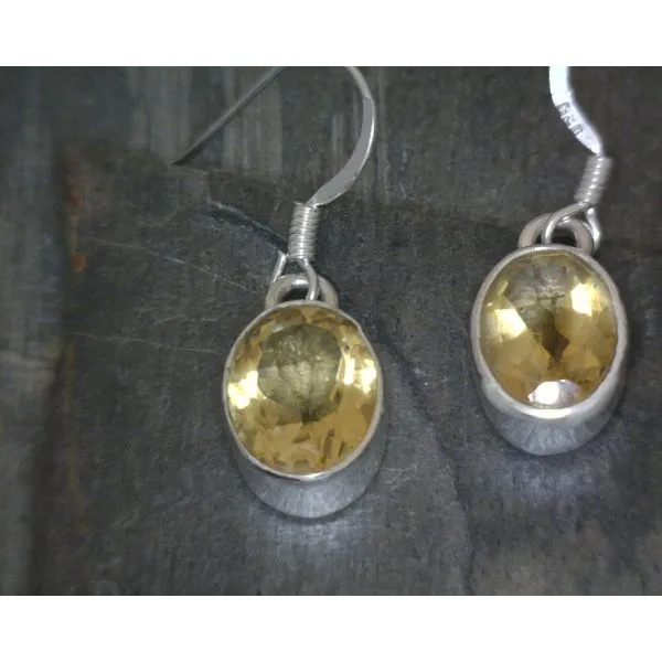 SS Bz Oval Faceted Citrine Drop Earrings Vulcan's Forge LLC KANSAS CITY, MO