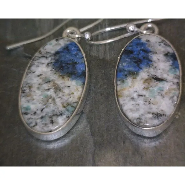 SS Bz Oval K2 Azurite Drop Earrings Vulcan's Forge LLC KANSAS CITY, MO