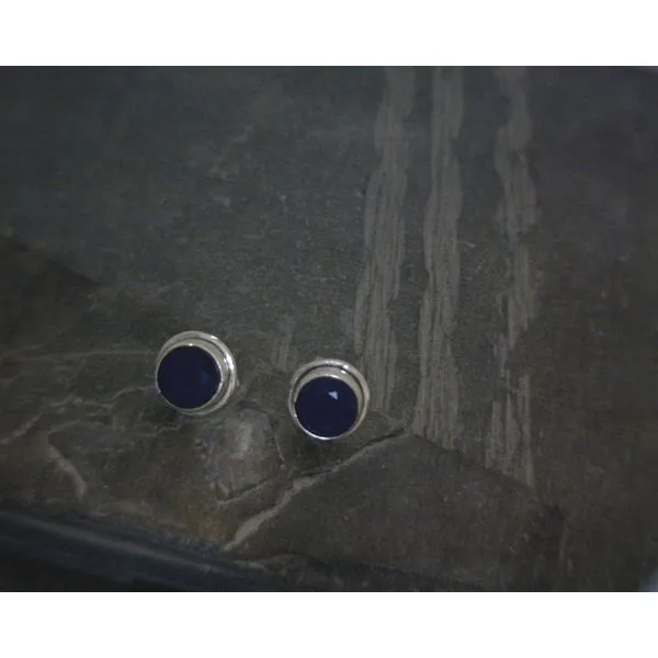 SS BZ Faceted Enhanced Sapphire Stud Earrings Vulcan's Forge LLC KANSAS CITY, MO
