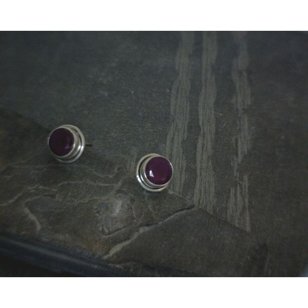 SS BZ Faceted Enhanced Ruby Stud Earrings Vulcan's Forge LLC Kansas City, MO