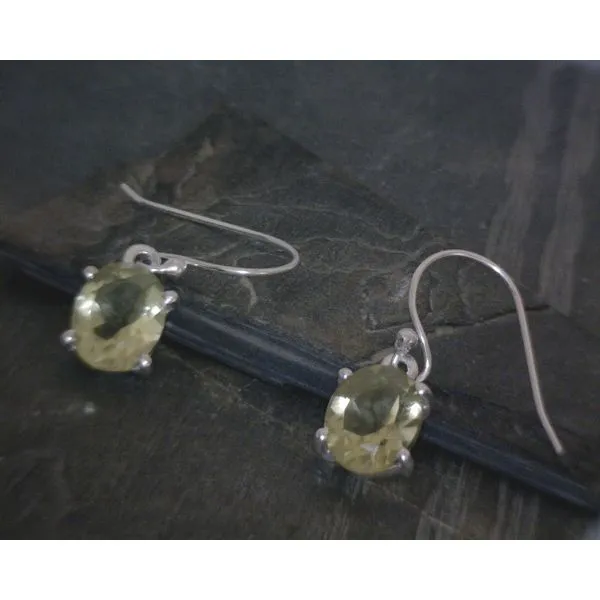 SS Oval Faceted Prong Set Lemon Quartz Drop Earrings Vulcan's Forge LLC KANSAS CITY, MO