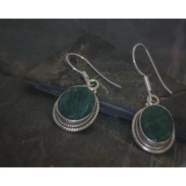 SS Faceted Oval Emerald W Rope Bz Drop Earrings Vulcan's Forge LLC KANSAS CITY, MO