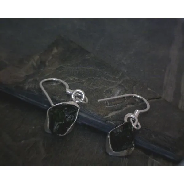 SS BZ Raw Freeform Chrome Diopside Drop Earrings Vulcan's Forge LLC KANSAS CITY, MO
