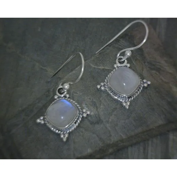 Ss Bz Cab Moonstone W Rope Edge Drop Earrings Vulcan's Forge LLC KANSAS CITY, MO