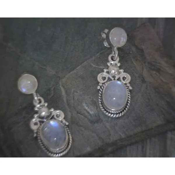 Ss Vintage Style Bz Cab Moonstone  Drop Earrings Vulcan's Forge LLC KANSAS CITY, MO