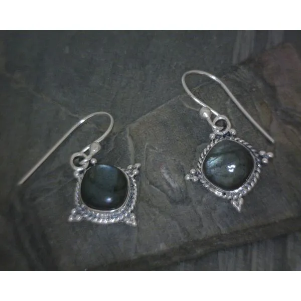 Ss Bz Cab Labradorite W Rope Edge Drop Earrings Vulcan's Forge LLC KANSAS CITY, MO