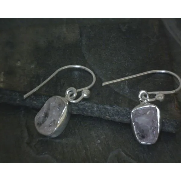 Ss Bz Freeform Raw Morganite Drop Earrings Vulcan's Forge LLC KANSAS CITY, MO