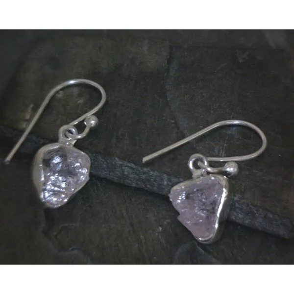 Ss Bz Freeform Raw Morganite Drop Earrings Vulcan's Forge LLC KANSAS CITY, MO