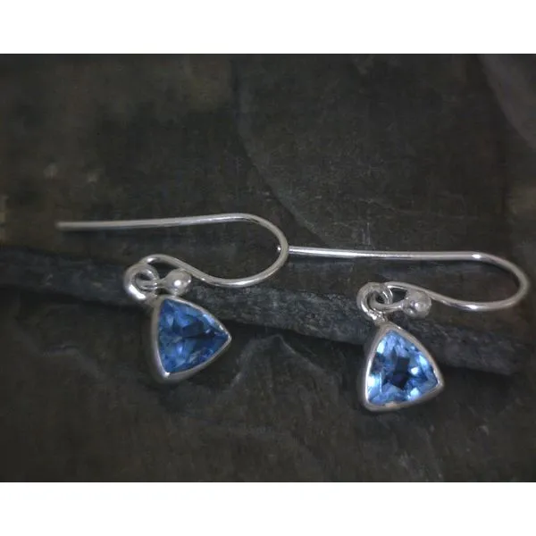 Ss Bz Triangle Faceted Swiss Blue Topaz Drop Earrings Vulcan's Forge LLC KANSAS CITY, MO