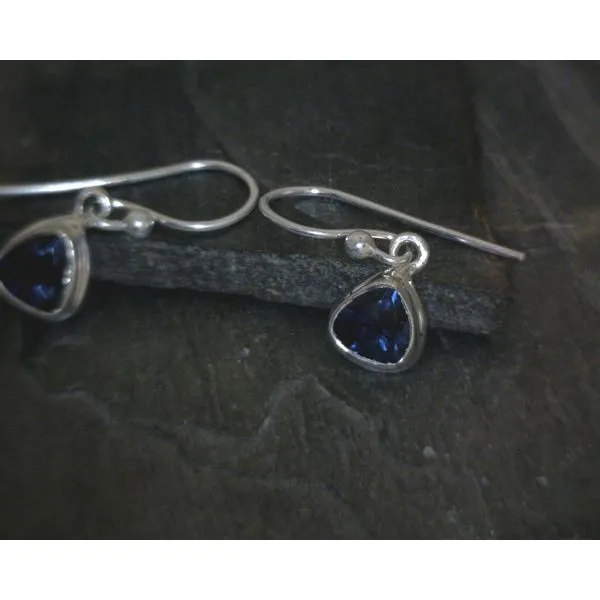 Ss Bz Triangle Faceted London Blue Topaz Drop Earrings Vulcan's Forge LLC KANSAS CITY, MO