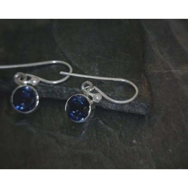 Ss Bz Round Faceted London Blue Topaz Drop Earrings Vulcan's Forge LLC KANSAS CITY, MO