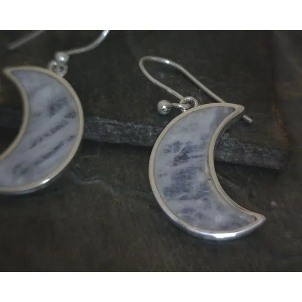 Ss Bz Moon Shaped Moonstone Drop Earrings Vulcan's Forge LLC KANSAS CITY, MO