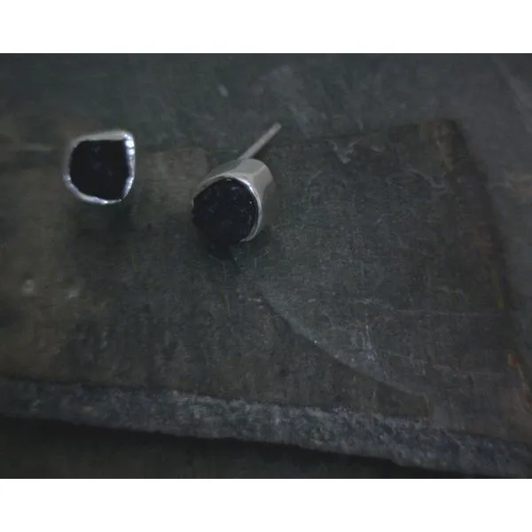 Ss Bz Raw Freeform Shungite Stud Earrings Vulcan's Forge LLC KANSAS CITY, MO