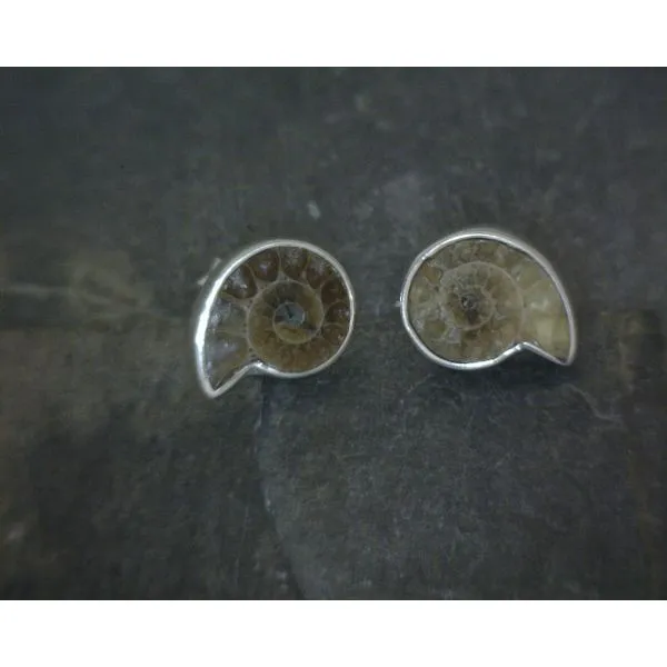Ss Bz Ammonite Stud Earrings Vulcan's Forge LLC KANSAS CITY, MO