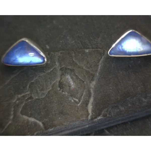 Ss Bz Cab Triangle Moonstone Stud Earrings Vulcan's Forge LLC KANSAS CITY, MO