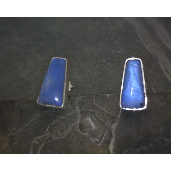Ss Bz Cab Trapezoid  Moonstone Stud Earrings Vulcan's Forge LLC KANSAS CITY, MO