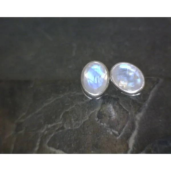 Ss Bz Faceted Oval Moonstone Stud Earrings Vulcan's Forge LLC KANSAS CITY, MO