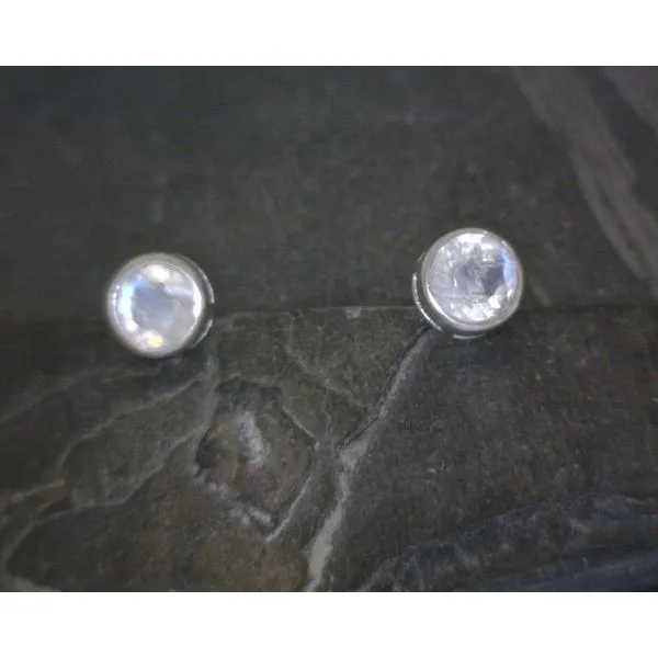 Ss Bz Faceted Round Moonstone Stud Earrings Vulcan's Forge LLC KANSAS CITY, MO
