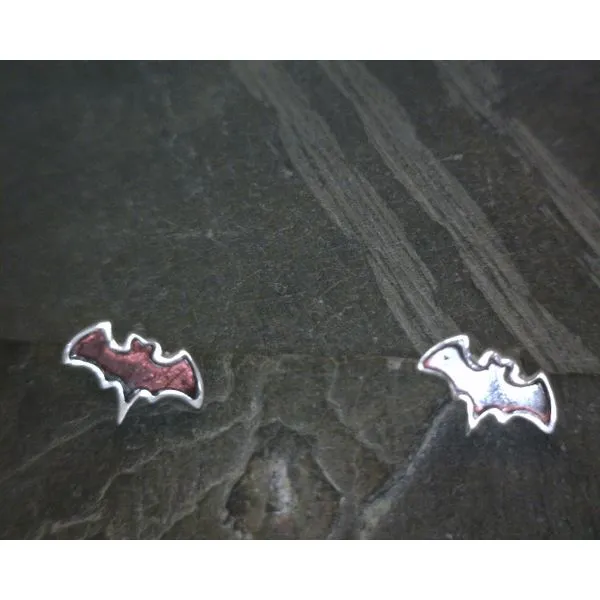 Ss Bz Bat Shaped Garnet Stud Earrings Vulcan's Forge LLC KANSAS CITY, MO
