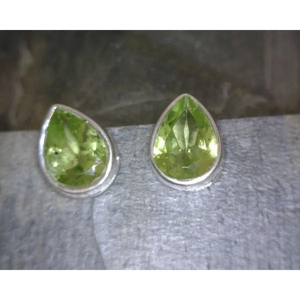 Ss Bz Pear Peridot Studs Vulcan's Forge LLC KANSAS CITY, MO