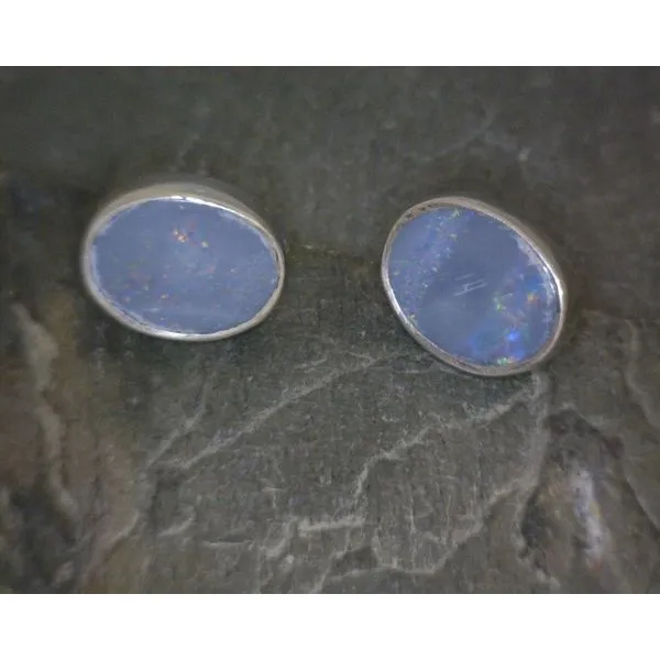 Ss Bz Oval Australian Opal Studs Vulcan's Forge LLC KANSAS CITY, MO