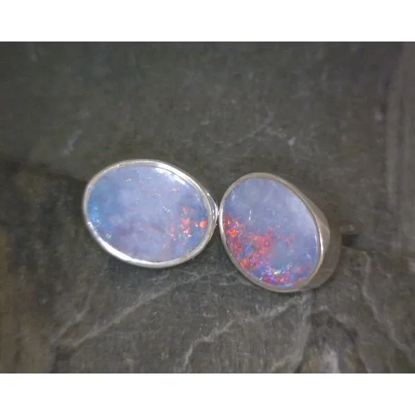 Ss Bz Oval Australian Opal Studs Vulcan's Forge LLC KANSAS CITY, MO