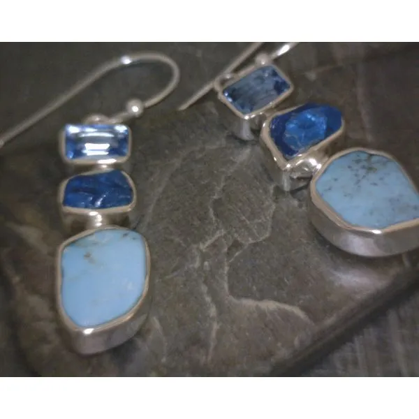 Ss Bz Turquoise, Blue Topaz, Apatite Drop Earring Vulcan's Forge LLC KANSAS CITY, MO