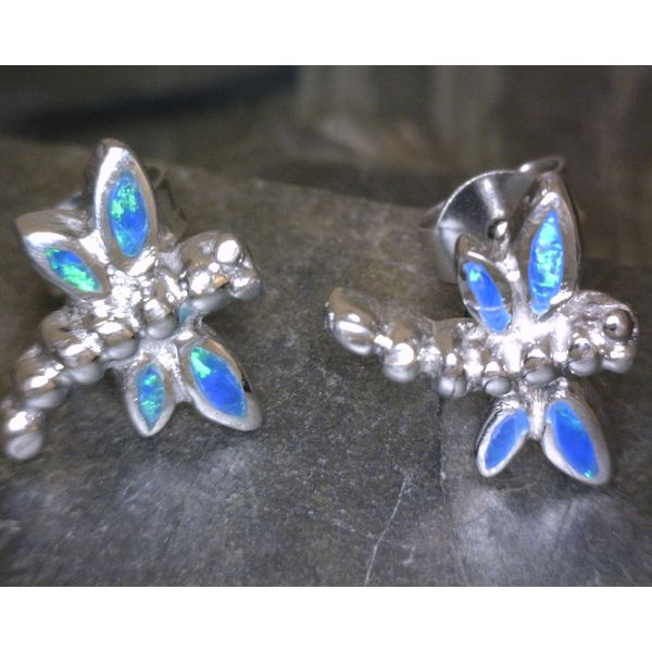 SS Dragon Fly Stud Lab Blue Opal Studs Vulcan's Forge LLC Kansas City, MO