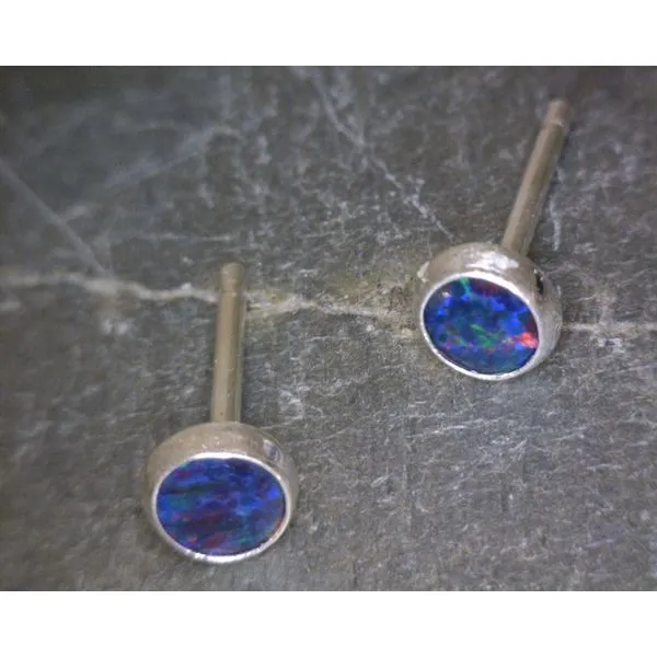 SS Fire Opal Studs 4mm Vulcan's Forge LLC KANSAS CITY, MO