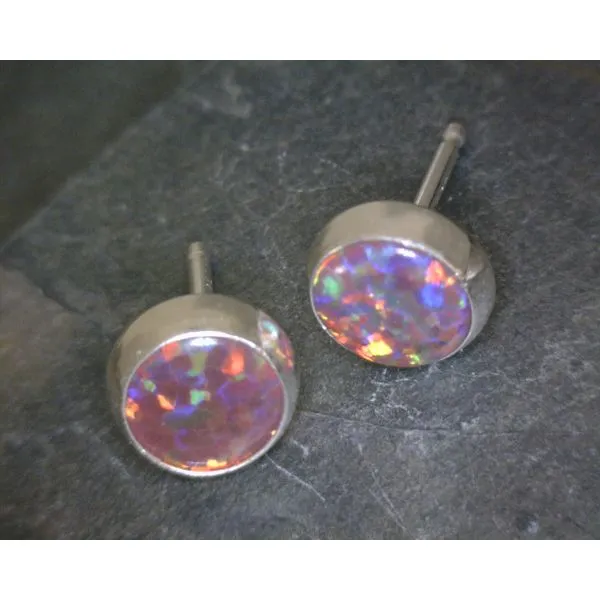 SS Fire Opal Studs 6mm Vulcan's Forge LLC Kansas City, MO