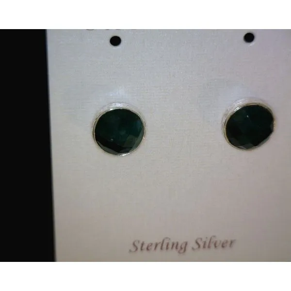 SS Round Faceted Emerald Studs Vulcan's Forge LLC KANSAS CITY, MO