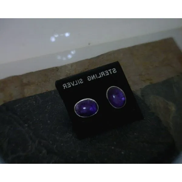 SS Oval Amethyst Stud Earrings Vulcan's Forge LLC KANSAS CITY, MO