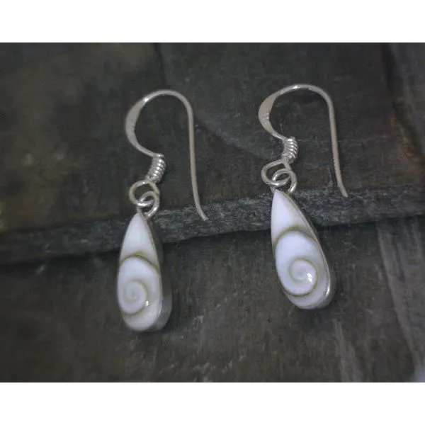 SS BZ Teardrop Shiva Shell Drop Earrings Vulcan's Forge LLC KANSAS CITY, MO