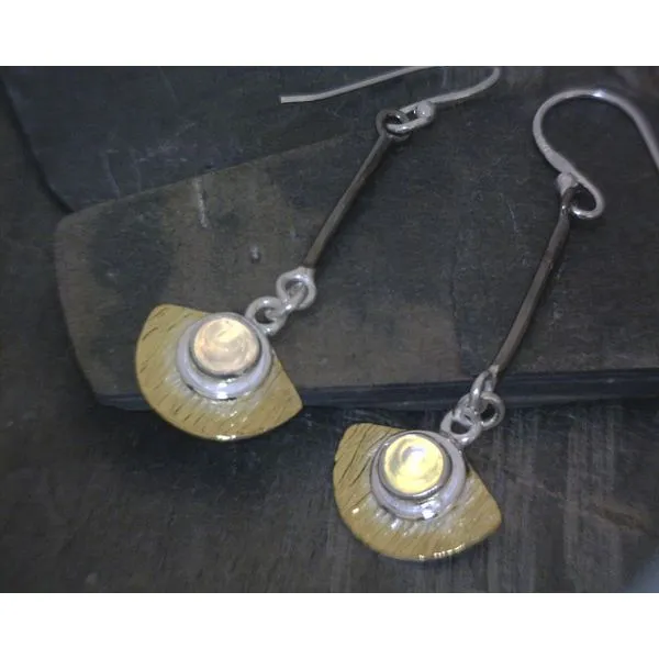 SS Cab Opal Half Round 2-Tone Earrings Vulcan's Forge LLC KANSAS CITY, MO