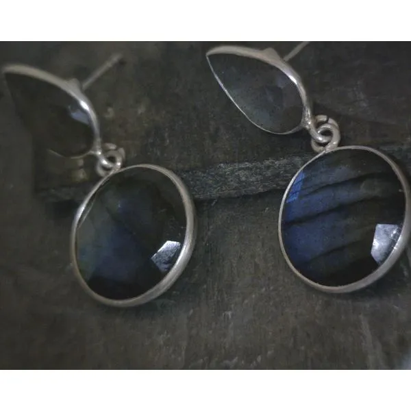 SS BZ Labradorite Post Drop Earrings Vulcan's Forge LLC KANSAS CITY, MO