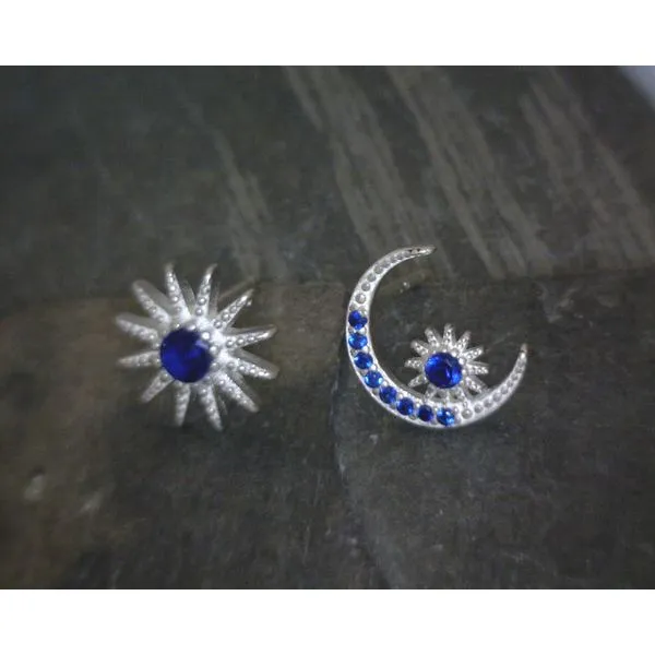SS Moon & Star Blue Cubic Zirconium Studs Vulcan's Forge LLC KANSAS CITY, MO
