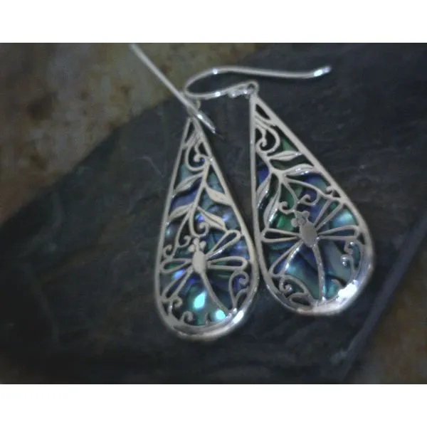 SS Abalone & Dragonfly Drop Earrings Vulcan's Forge LLC KANSAS CITY, MO