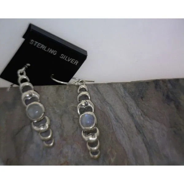 SS Cab Moonstone Moon Phase Earrings Vulcan's Forge LLC KANSAS CITY, MO